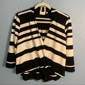 Anthropologie Deletta Faux Wrap Black/White Top